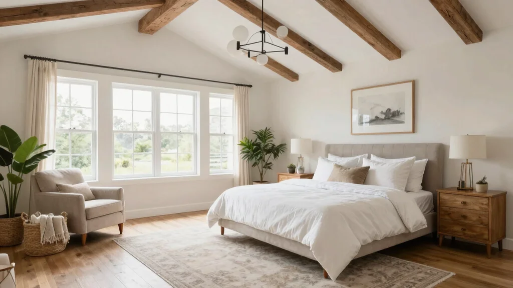 17 Modern Farmhouse Master Suite with Vaulted Ceilings